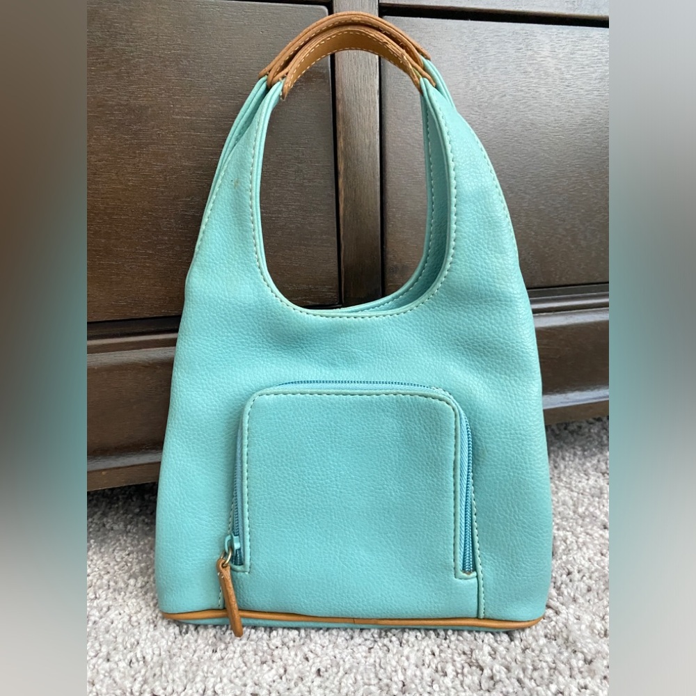 Vintage Nine West Mini Handbag With Mirror Teal